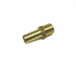 Brass Fitting, 1/2" hose barb with 3/8 NPT threads….#80-0400-0